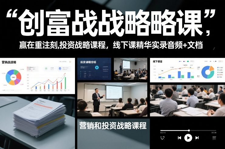 创富战略课,赢在重注时刻,营销和投资战略课程,线下课精华实录音频+文档-创富云网创