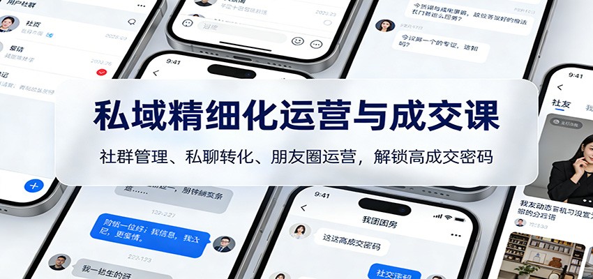 私域精细化运营与成交课：社群管理、私聊转化、朋友圈运营，解锁高成交密码-创富云网创
