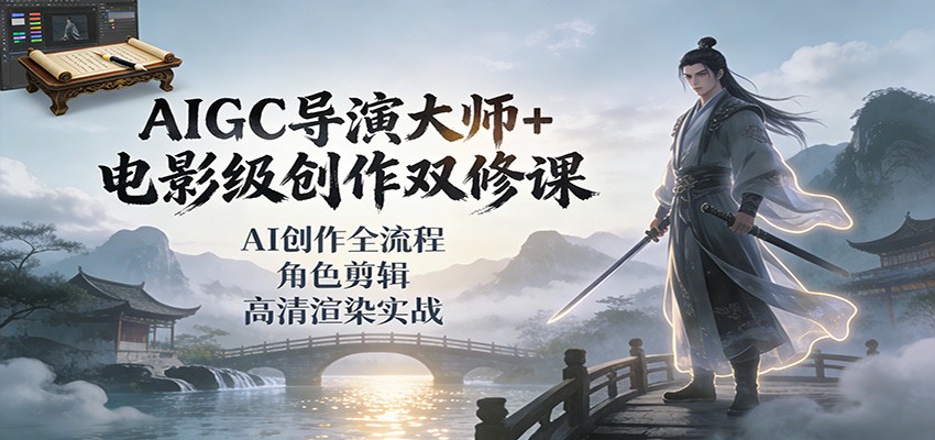 AIGC导演大师+电影级创作双修课:AI创作全流程、角色剪辑、高清渲染实战-创富云网创