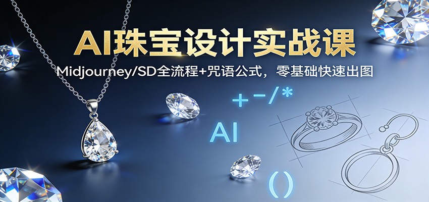 AI珠宝设计实战课：Midjourney/SD全流程+咒语公式，零基础快速出图-创富云网创