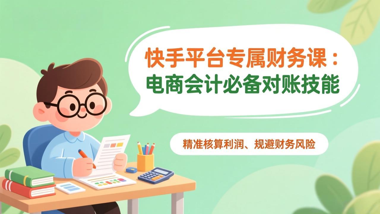 快手平台专属财务课：电商会计必备对账技能，精准核算利润、规避财务风险-创富云网创