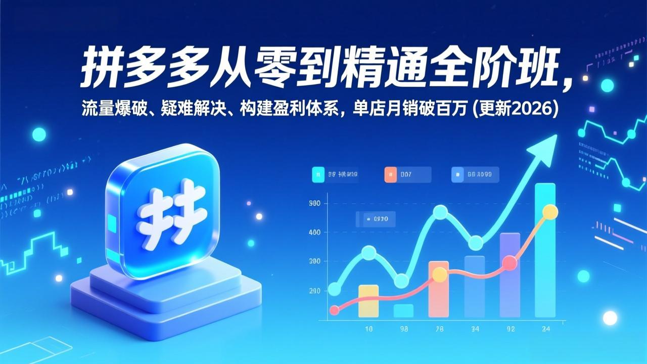 拼多多从零到精通全阶班，流量爆破、疑难解决，构建盈利体系，单店月销破百万(更新2026-创富云网创