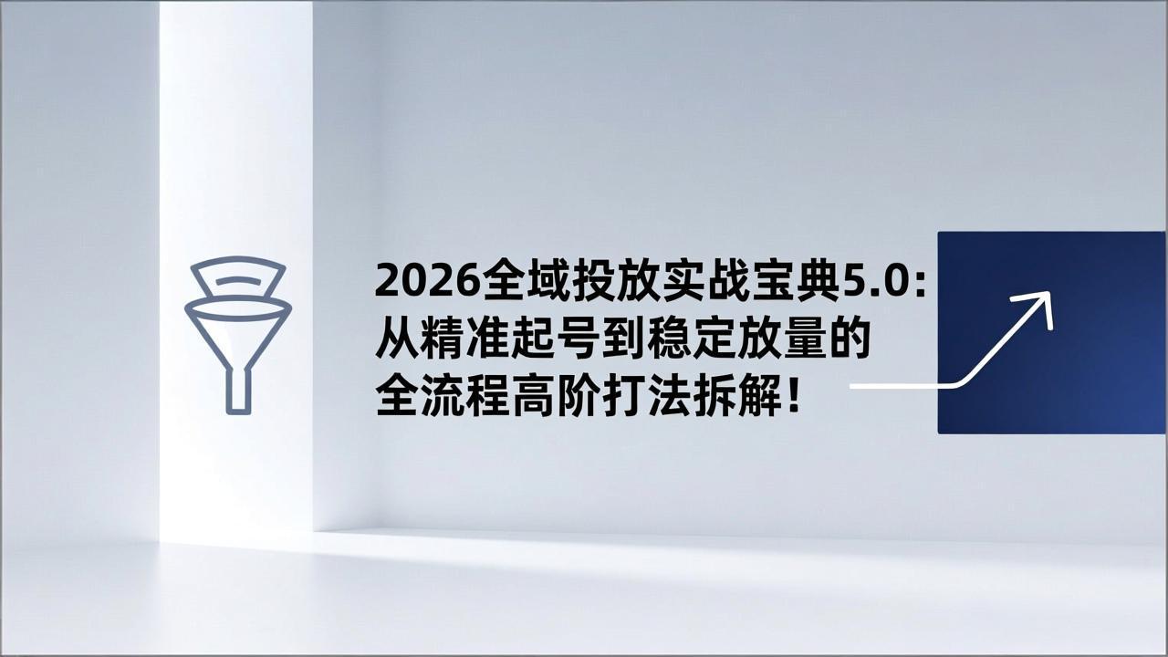 2026全域投放实战宝典5.0:从精准起号到稳定放量的全流程高阶打法拆解!-创富云网创