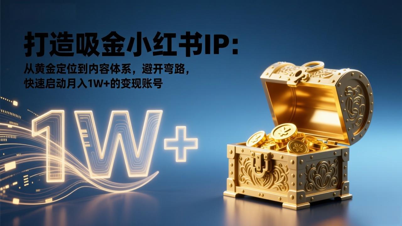 打造吸金小红书IP:从黄金定位到内容体系,避开弯路,快速启动月入1W+的变现账号-小目标云网创