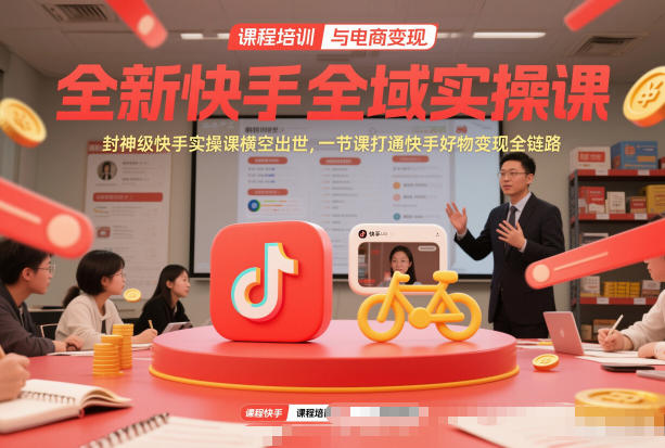 全新快手全域实操课，封神级快手实操课横空出世，一节课打通快手好物变现全链路-创富云网创