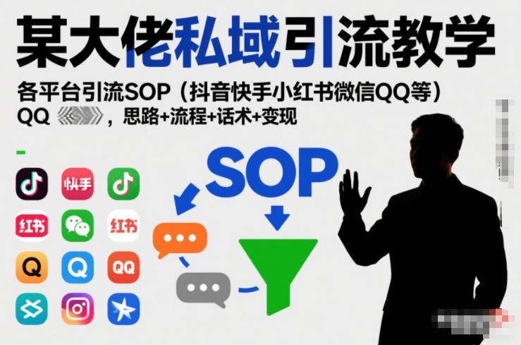 某大佬私域引流教学，各平台引流SOP(抖音快手小红书微信QQ等)，思路+流程+话术+变现-创富云网创