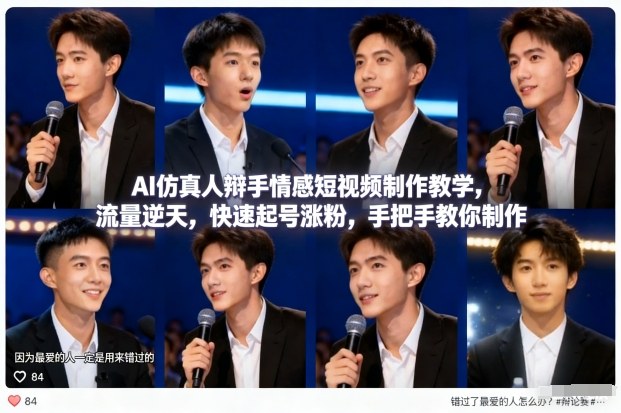 AI仿真人辩手情感短视频制作教学,流量逆天,快速起号涨粉,手把手教你制作-创富云网创