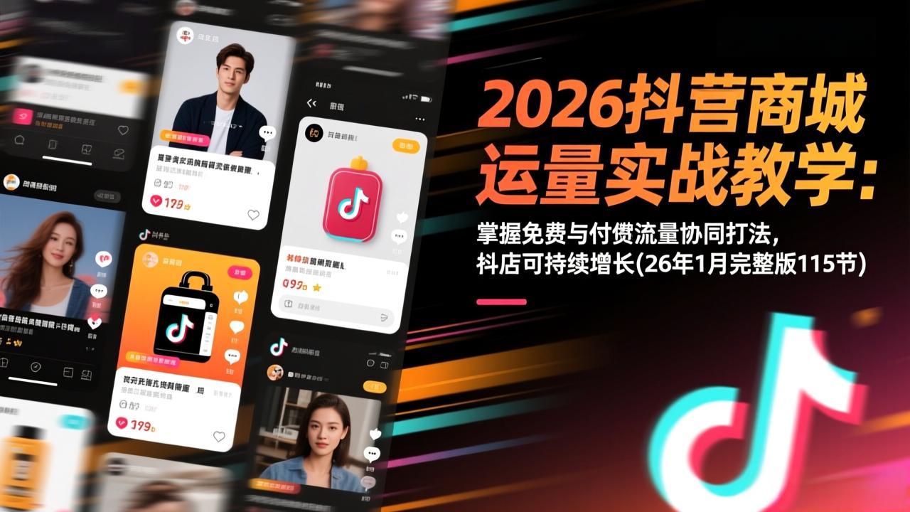 2026抖音商城运营实战教学：掌握免费与付费流量协同打法，抖店可持续增长(26年1月完整版115节-创富云网创