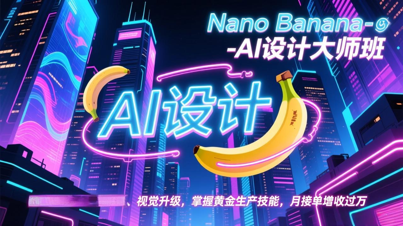 Nano Banana-AI设计大师班，修图合成、广告创作、视觉升级，掌握黄金生产技能，月接单增收过万-创富云网创