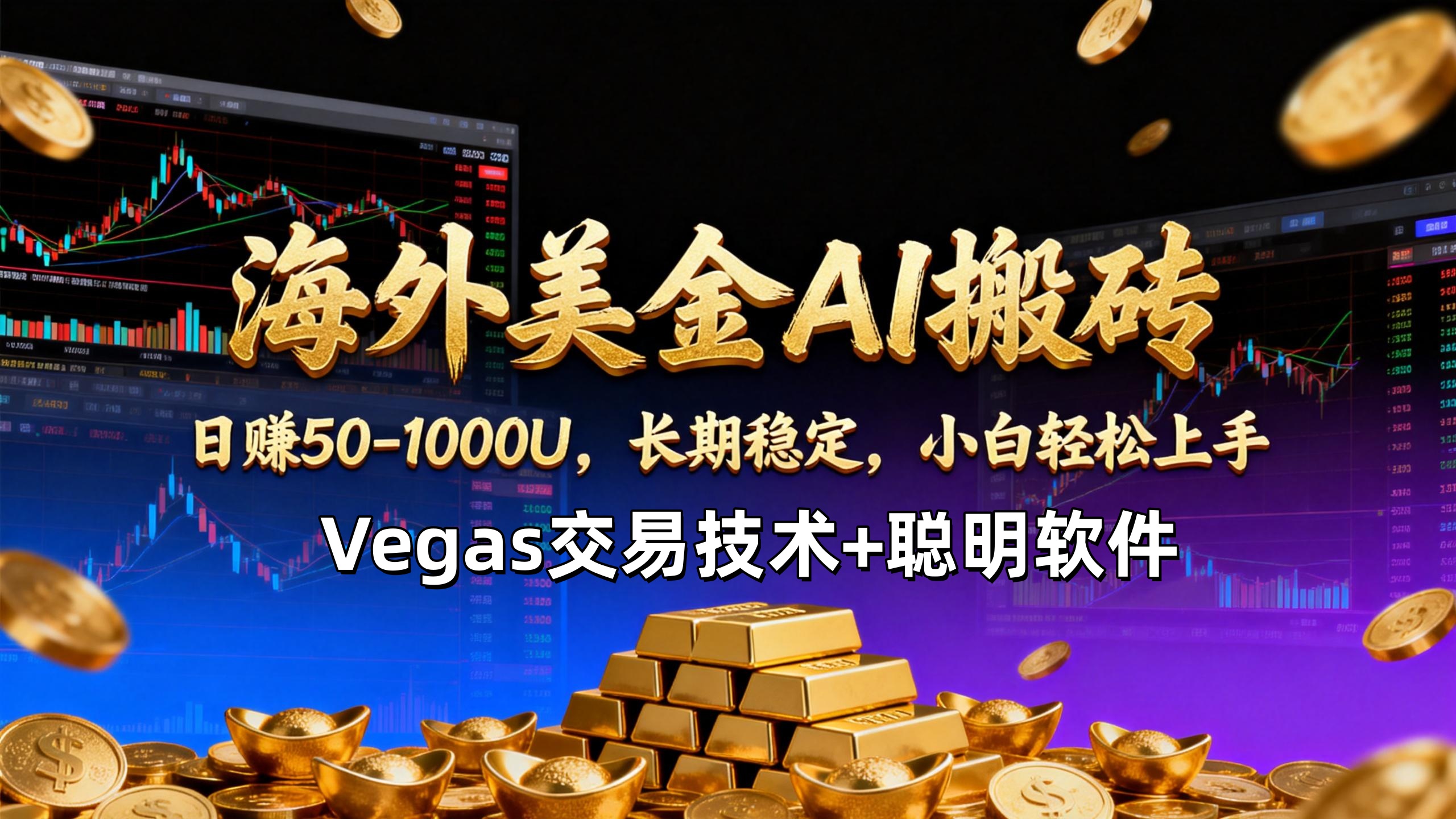 【海外美金AI搬砖】Vegas交易技术+聪明软件,日赚50-1000U,长期稳定,小白轻松上手。-创富云网创