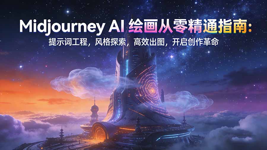 Midjourney AI绘画从零精通指南:提示词工程,风格探索,高效出图,开启创作革命-创富云网创
