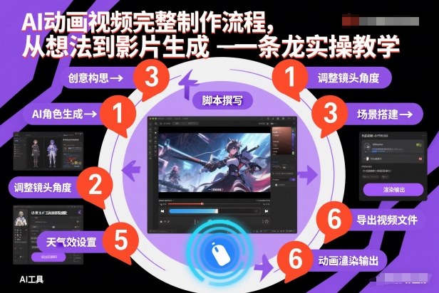 AI动画视频完整制作流程,从想法到影片生成一条龙实操教学