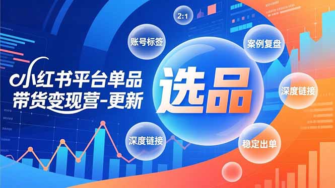 小红书平台单品带货变现营-更新,极致选品、账号标签、案例复盘,深度链接,快速启动稳定出单-创富云网创