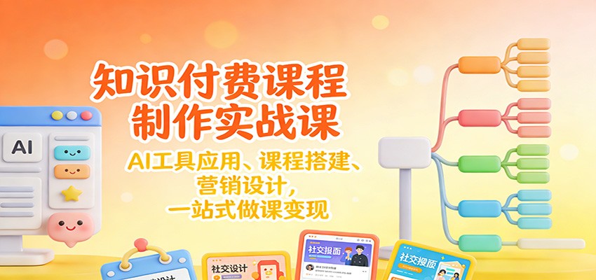 知识付费课程制作实战课：AI工具应用 、课程搭建、营销设计，一站式做课变现-创富云网创