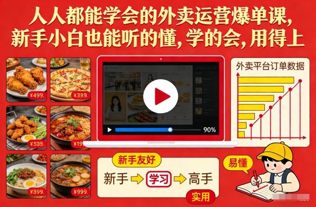 人人都能学会的外卖运营爆单课，新手小白也能听的懂，学的会，用得上-创富云网创