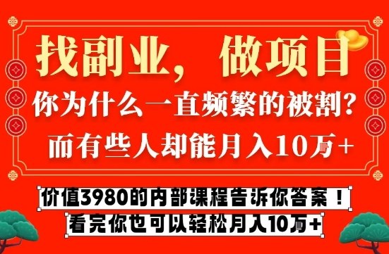 价值3980的网创内部课程，告诉你互联网创业月入10个W的秘密【揭秘】-小目标云网创