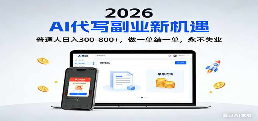 2026 副业首选!AI 代写日入 300-800,普通人0门槛,做一单结一单!-创富云网创