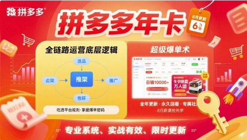 拼多多年卡,拼多多全链路运营底层逻辑,超级爆单术【更新26年1月】-小目标云网创