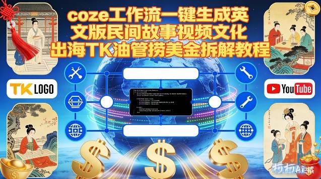 Coze扣子工作流一键生成英文版民间故事视频，文化出海TK油管捞美金拆解教程-创富云网创