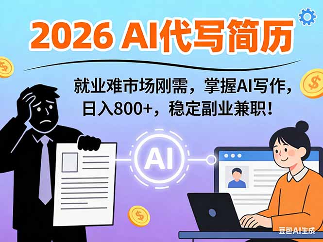 AI代写简历，超暴利，用万能模板月入1-3万实战教程，2026年市场刚需！-创富云网创