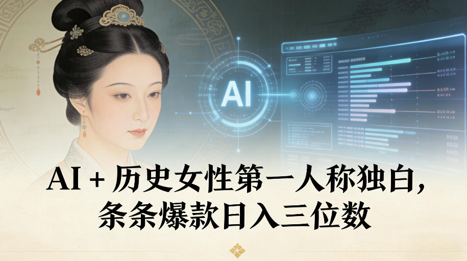 AI+历史女性第一人称独白，条条爆款日入三位数-创富云网创