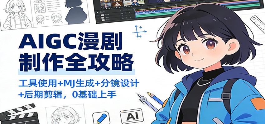 AIGC漫剧制作全攻略:工具使用+MJ生成+分镜设计+后期剪辑,0基础上手-创富云网创