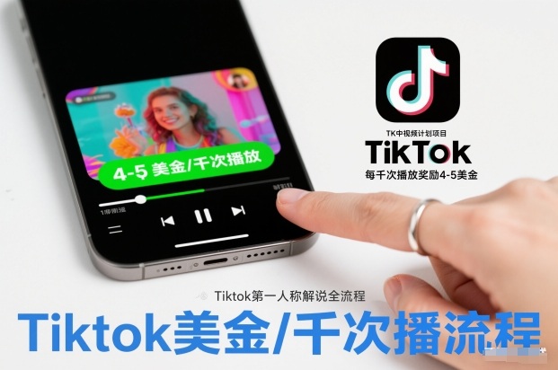 TK中视频计划项目，Tiktok第一人称解说流程，每干次播放奖励4-5美金-创富云网创