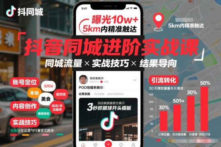 抖音同城进阶实战课，助你同城流量拿到结果-创富云网创