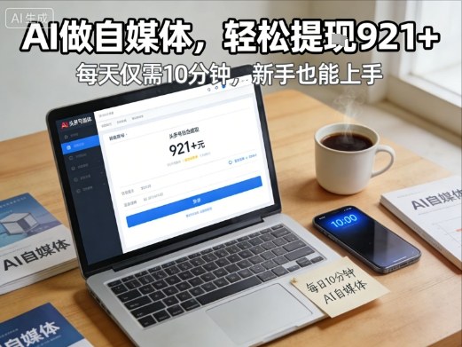 每天花费10分钟，头条号收益921+，用AI做自媒并不难【附视频教程】-创富云网创