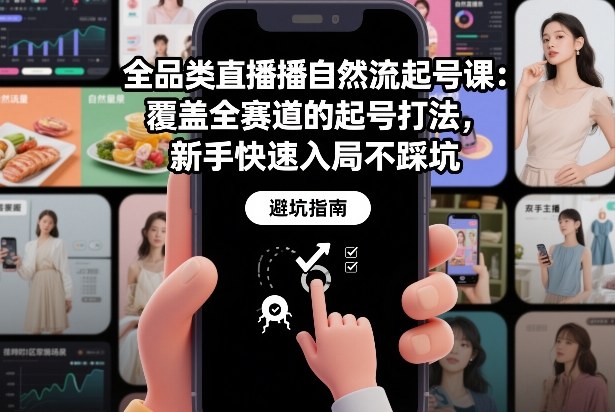 全品类直播自然流起号课：覆盖全赛道的起号打法，新手快速入局不踩坑-创富云网创