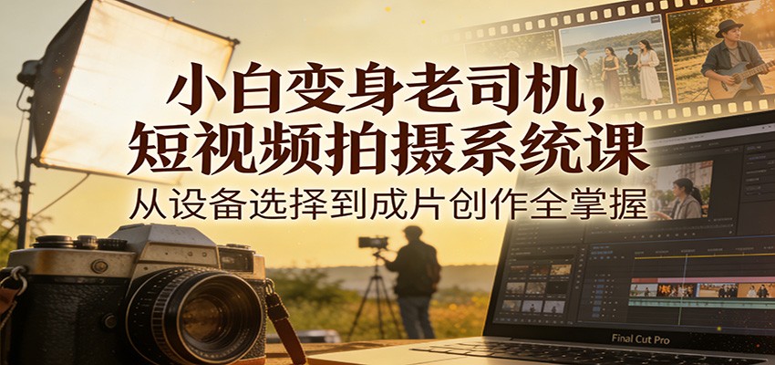 小白变身老司机，短视频拍摄系统课，从设备选择到成片创作全掌握-创富云网创