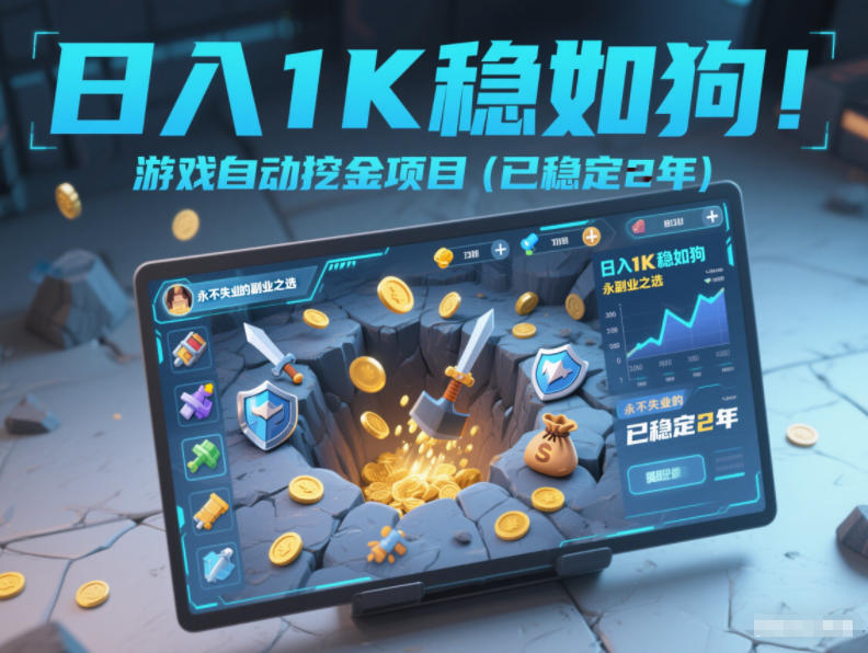 日入1K稳如狗！游戏自动挖金项目(已稳定2年)，永不失业的副业之选【揭秘】-创富云网创