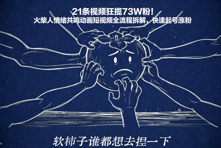 21条视频狂揽73W粉！火柴人情绪共鸣动画短视频全流程拆解，快速起号涨粉-创富云网创